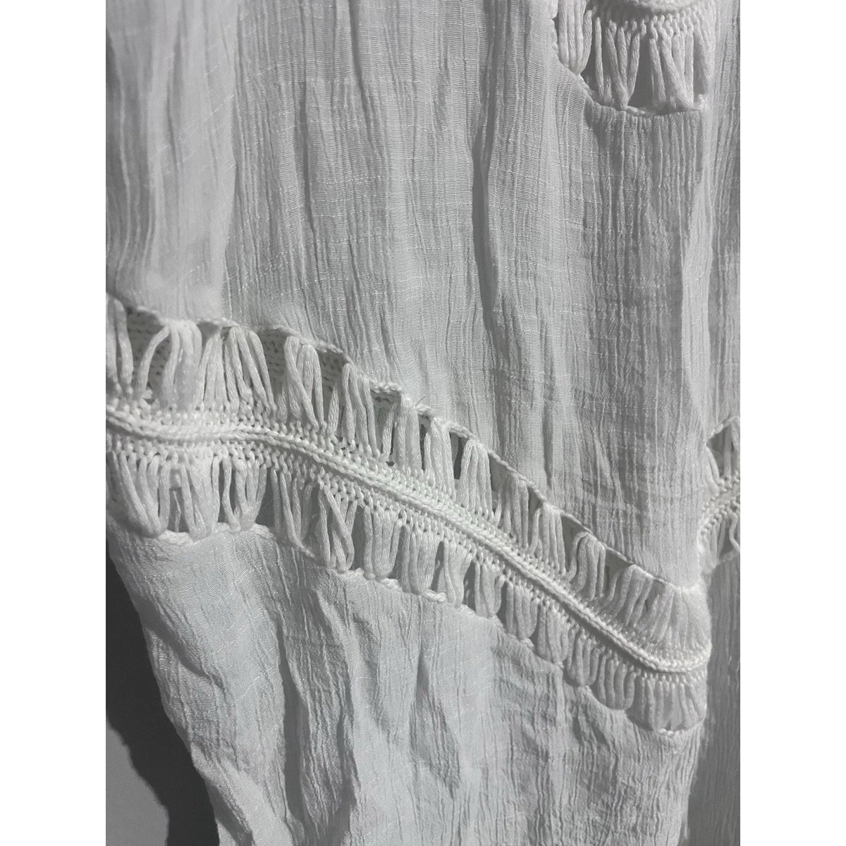 Cupshe Womens S White Tunic V-Neck Crochet Fringe Boho Summer Lightweight Casual