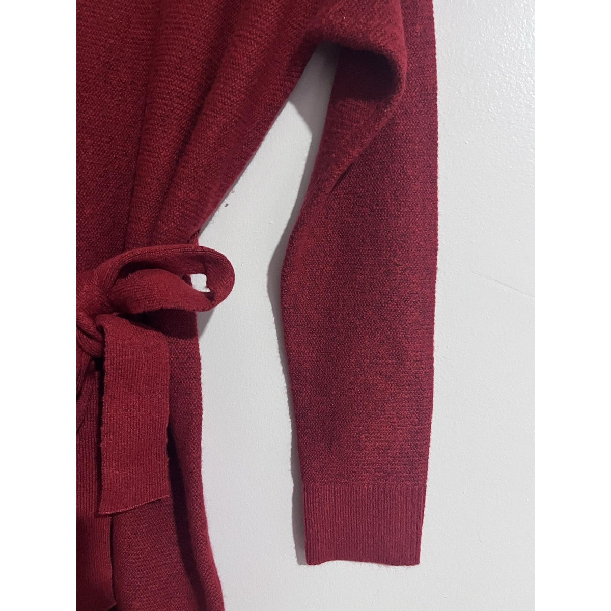 A New Day Dress Womens S Red Sweater Dress Long Belted Mock Neck Knit Casual
