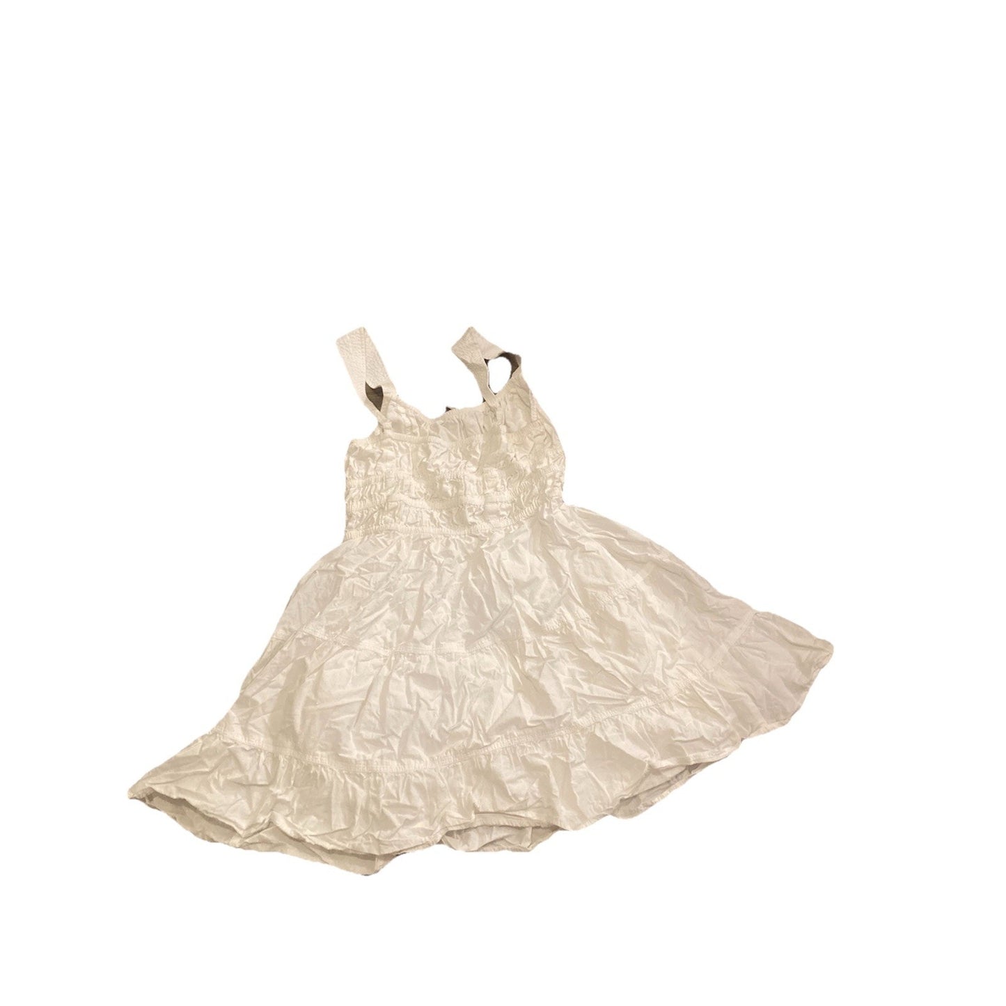 Sunday Best White Milk Maid Type Dress Cinch Tiered With Bow Wide Strap Coquette
