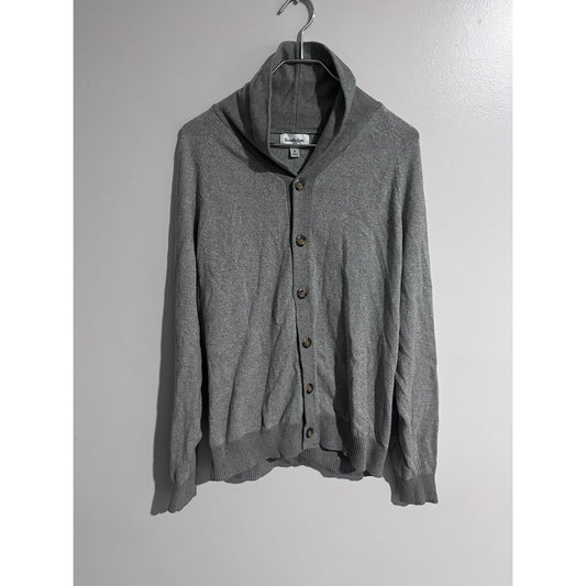 Goodfellow Cardigan Mens M Gray Shawl Collar Lightweight Cotton Button Front