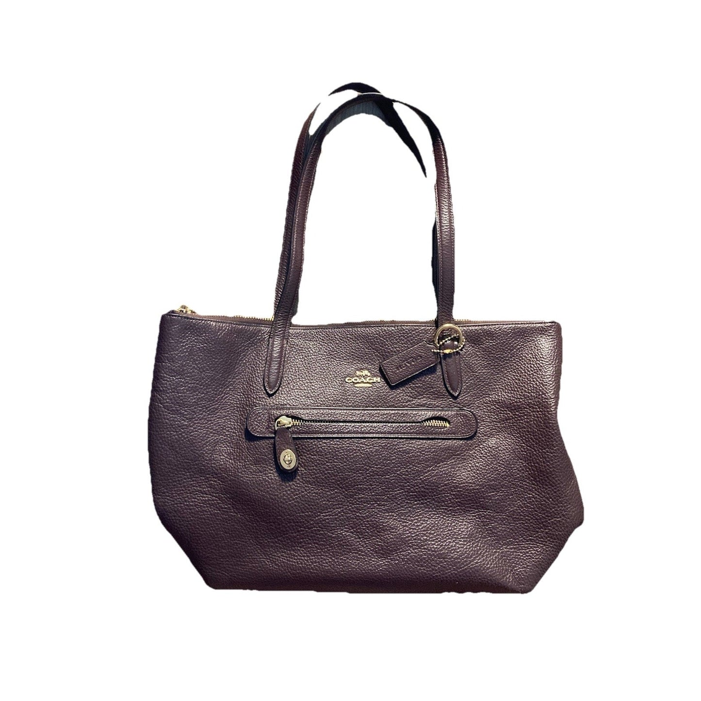 Coach F57526 Oxblood Crossgrain Leather City Zip Tote Shoulder Bag Burgundy