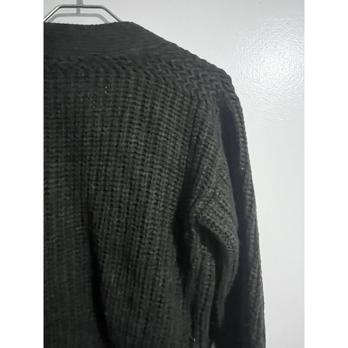 RD Style Cardigan Womens XS Green Waffle-Knit Belted Open Heavyweight Bow Accent