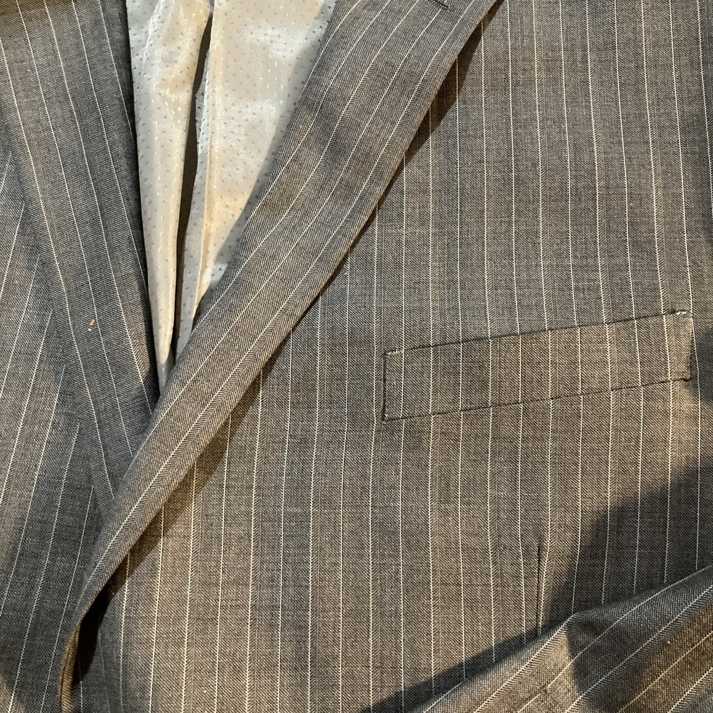Quiet Luxury Andre Lanzino Blazer Jacket Mens Gray Striped 100% Wool R50 W45