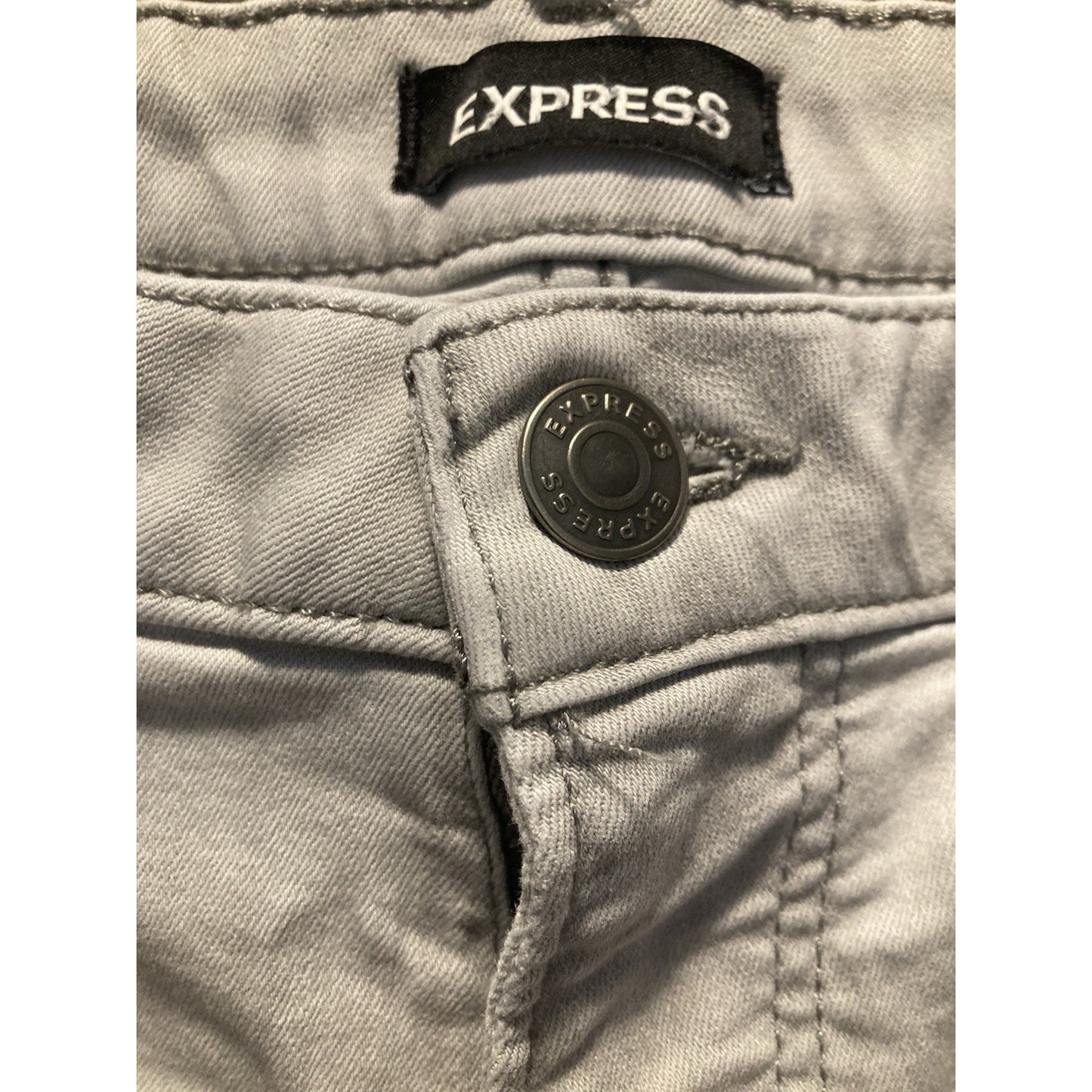 Express Men’s Skinny Fit 5 Pocket Light Gray Stretch Jeans- Size 33x30