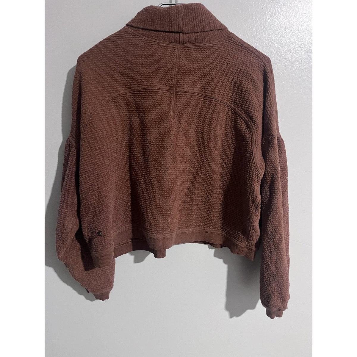 Lululemon Sweater Womens XS/S Brown Waffle-Knit Pullover Cowl Neck Heavyweight
