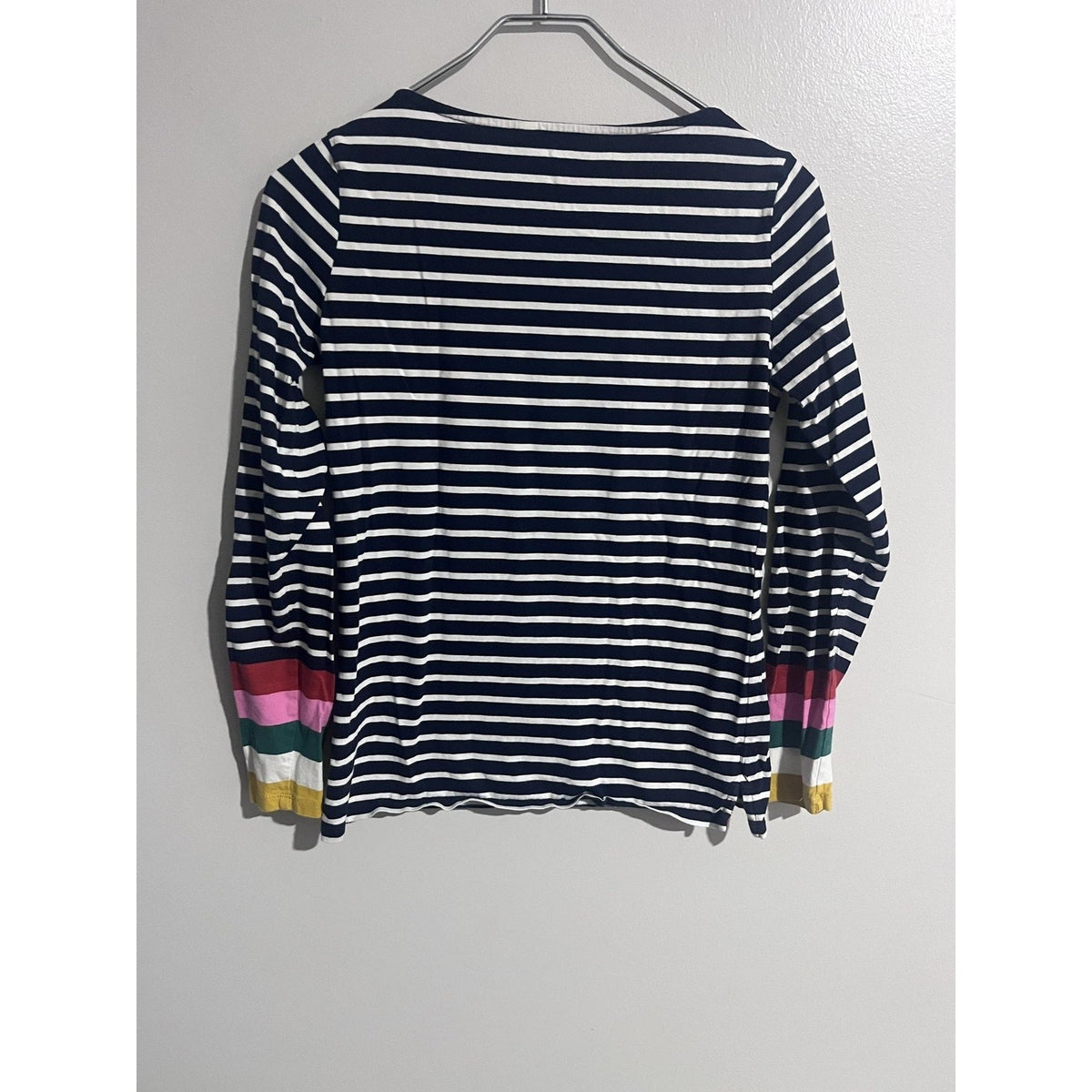 Boden T-Shirt Womens 4 Blue Striped Boat Neck Jersey Embroidered Casual