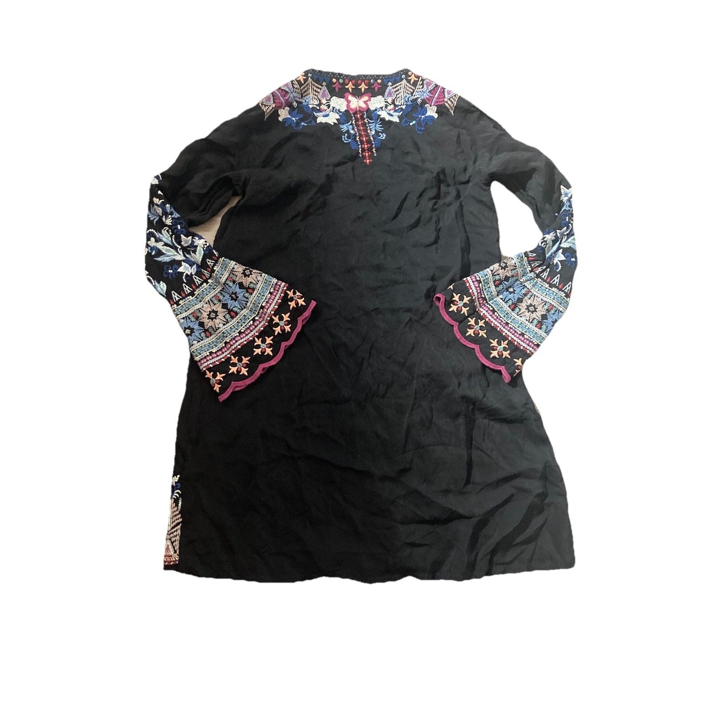 Johnny Was Flare Sleeve Embroidered Butterfly Tunic/Dress Size XS Bohemian