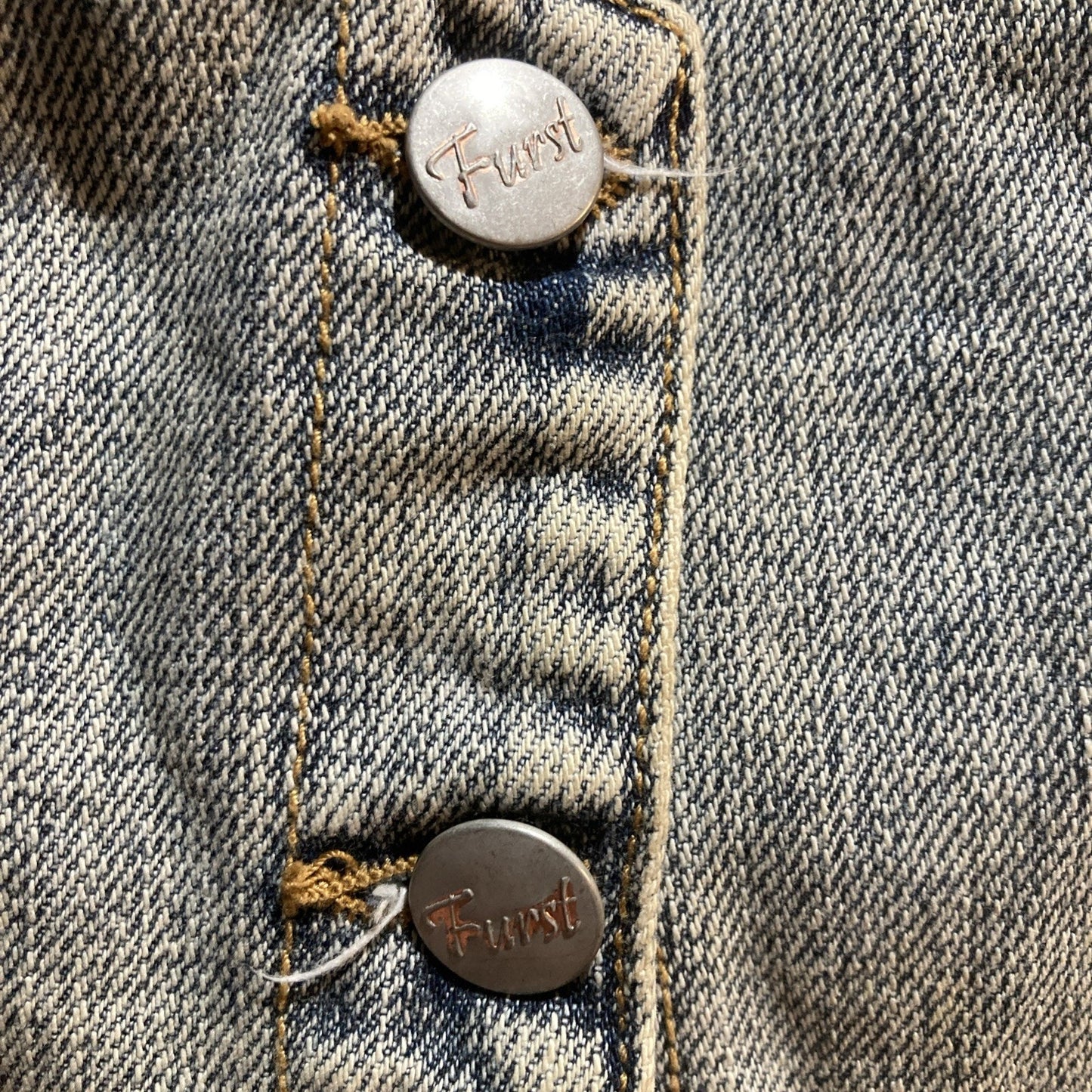 Grunge Y2K Furst Premium Denim Vest Button Front Size 10 Utility Cargo Style