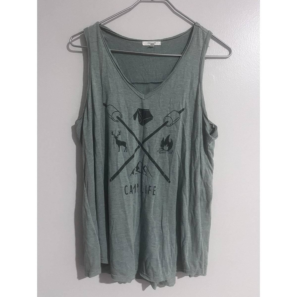Maurices Tank Womens L Green Tunic V-Neck Jersey Lightweight Stretch Casual