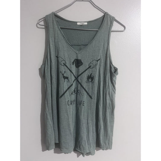 Maurices Tank Womens L Green Tunic V-Neck Jersey Lightweight Stretch Casual