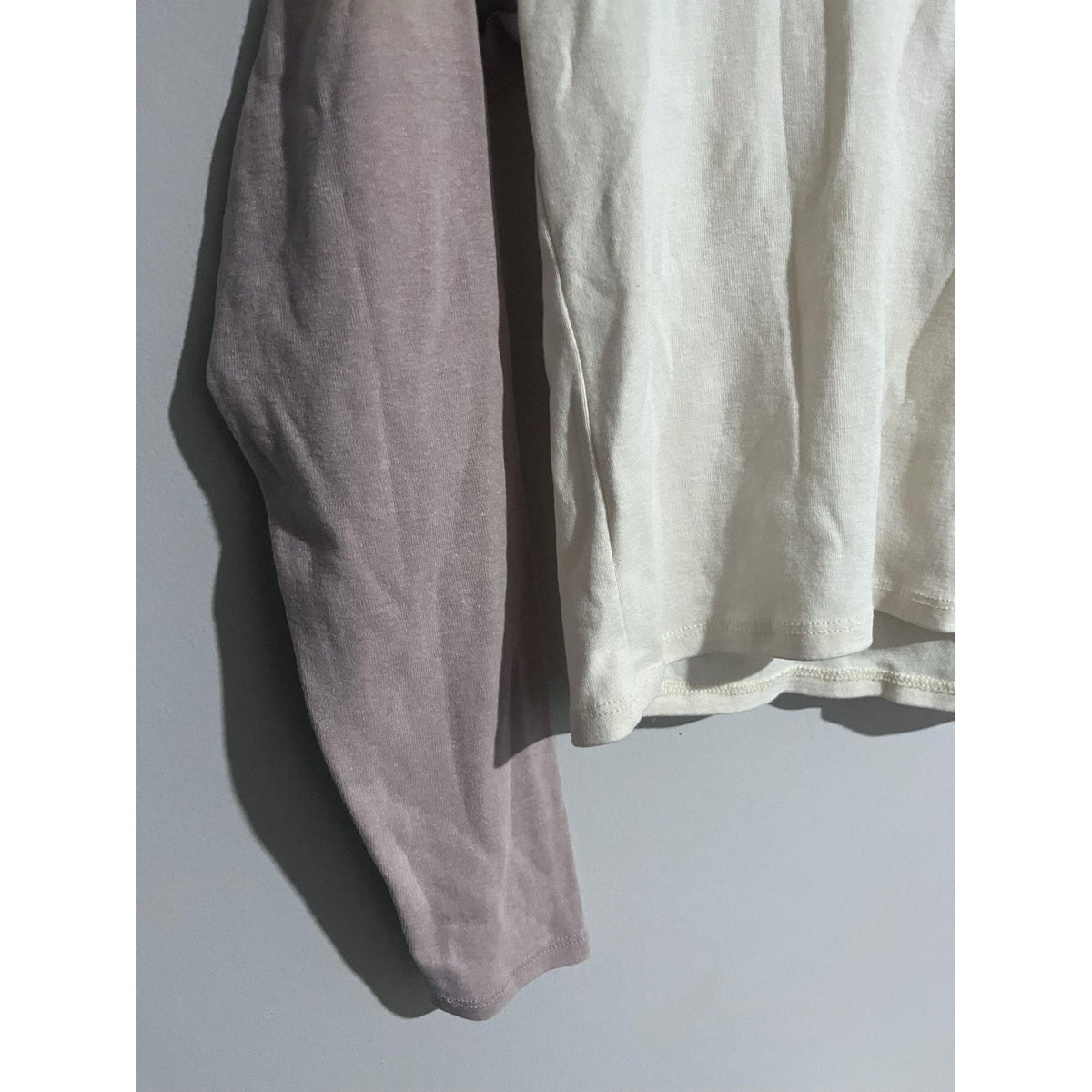 PINK ROSE Hoodie Womens S White Mauve Raglan Pullover Lightweight Casual
