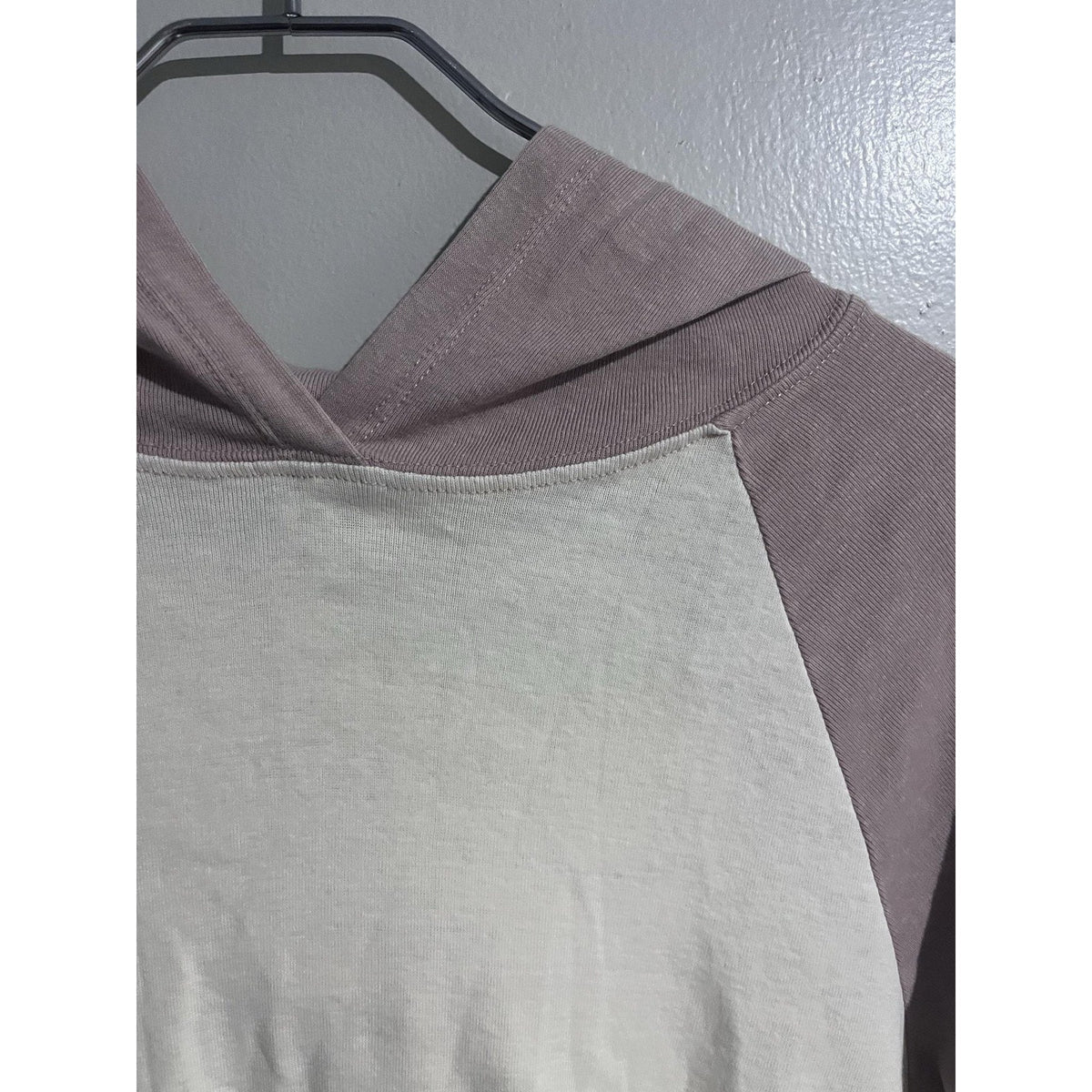PINK ROSE Hoodie Womens S White Mauve Raglan Pullover Lightweight Casual