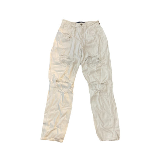 Hollister High Waisted Mom White Jeans, Size 00 R Preppy White Distressed