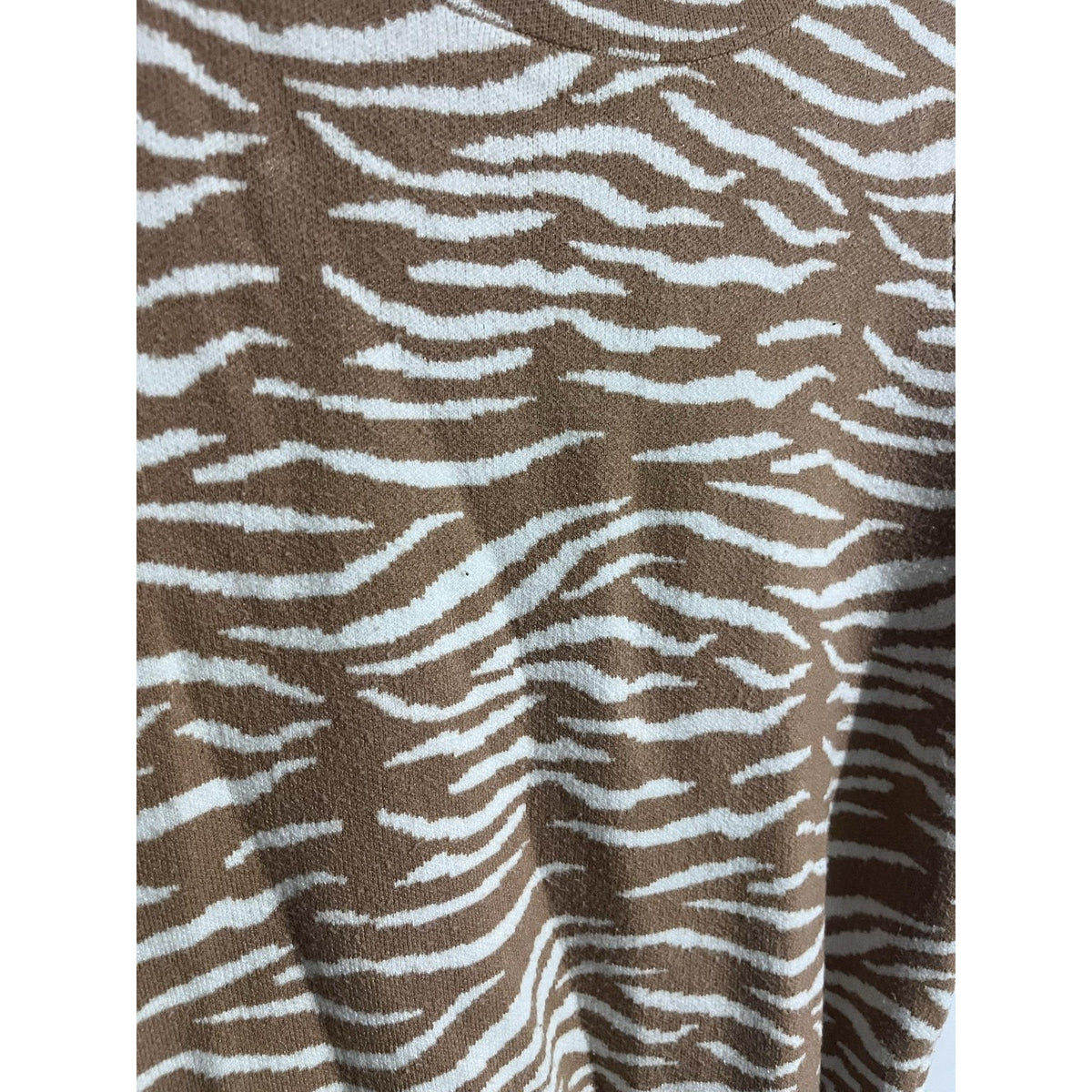 By ANTHROPOLOGIE Sweater Womens S Brown Animal Print Crew Neck Pullover