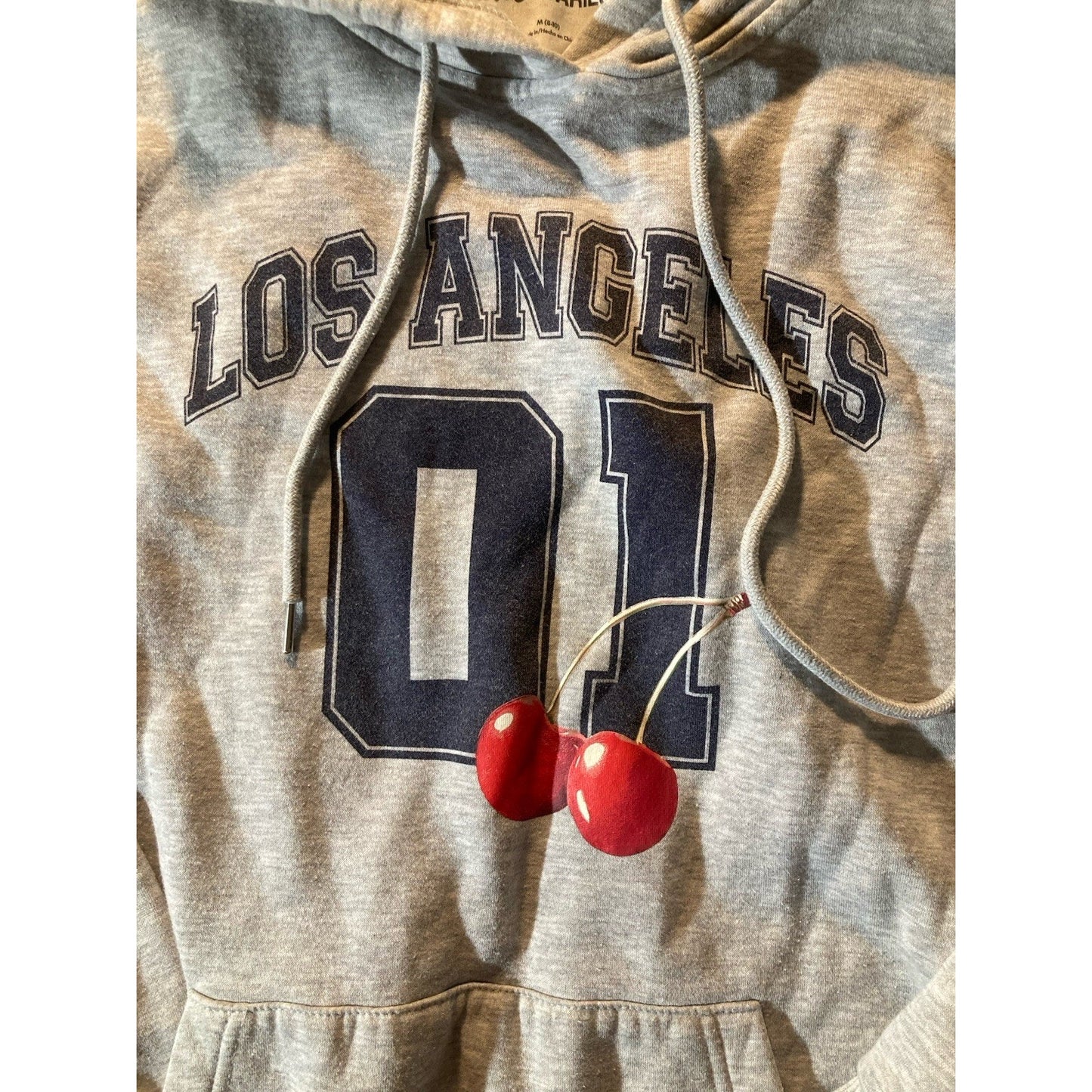 Chic No Boundaries Womens Hoodie Sweatshirt Cherries Heather Grey M Pullover
