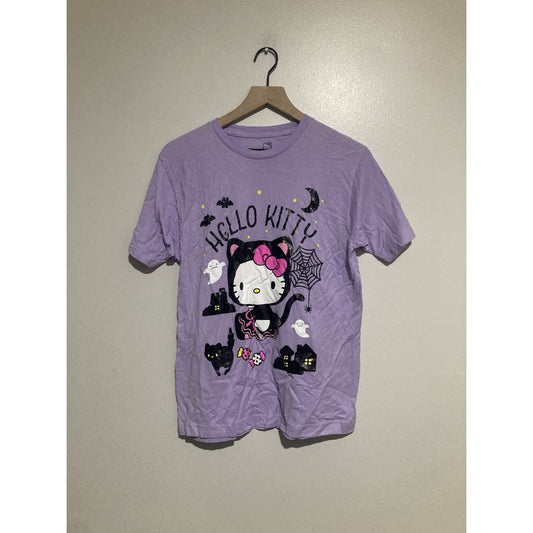 Hello Kitty And Purple And Sparkle Short Sleeve T-Shirt Womens Size M Halloween