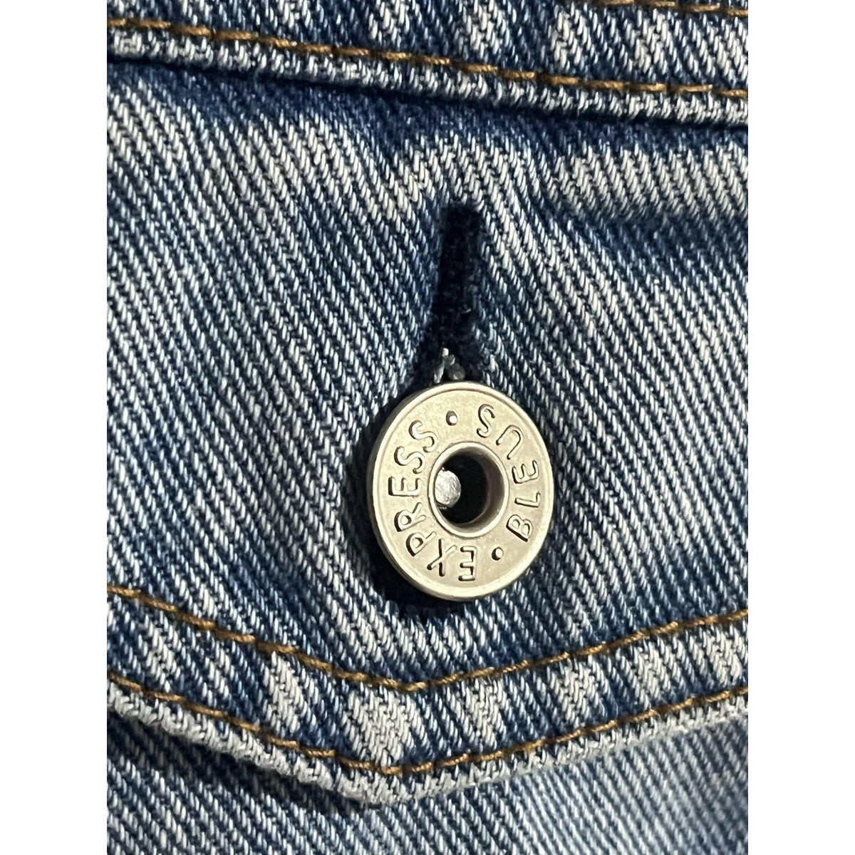 Express Bleus Jacket Womens M Blue Denim Full Zip Collared Pockets Logo
