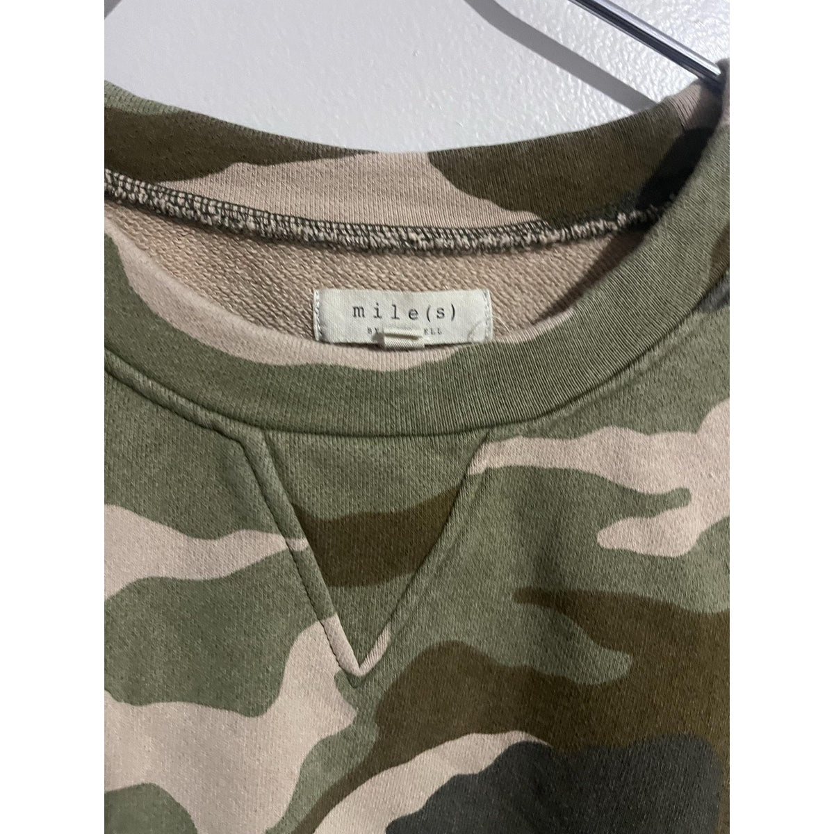 Mile(s) By Madewell Pullover Womens M Green Camouflage Terry Sweatshirt Pockets