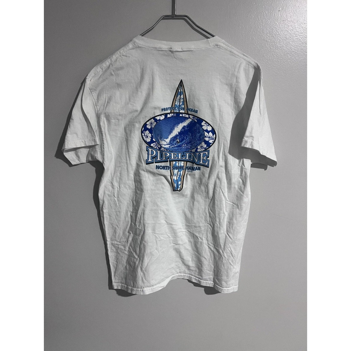 Pipeline Shirt Mens L White Short Sleeve Graphic Cotton North Shore Hawaii