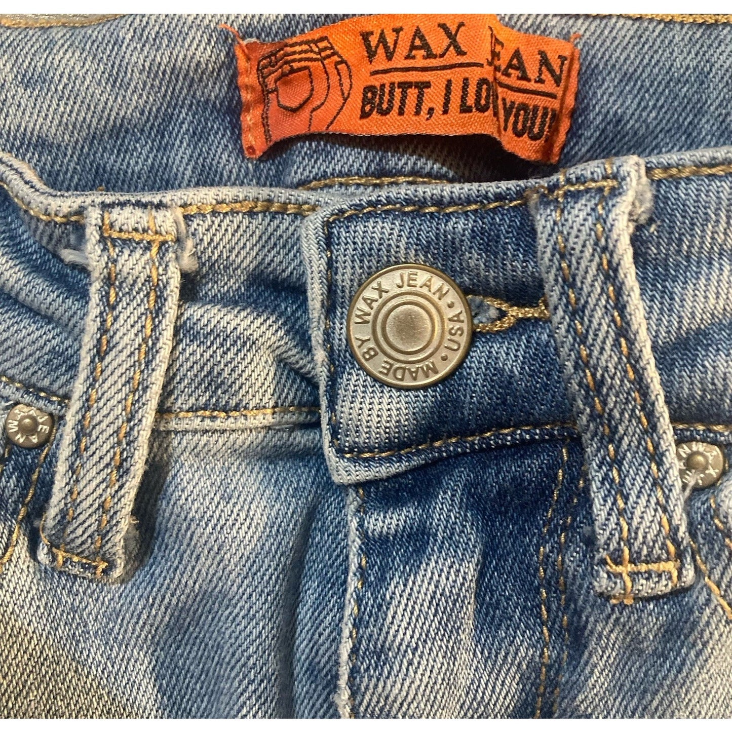 Wax Jean Butt Women's White Wash Blue Jeans Denim Skinny Jeans Button Sz 1