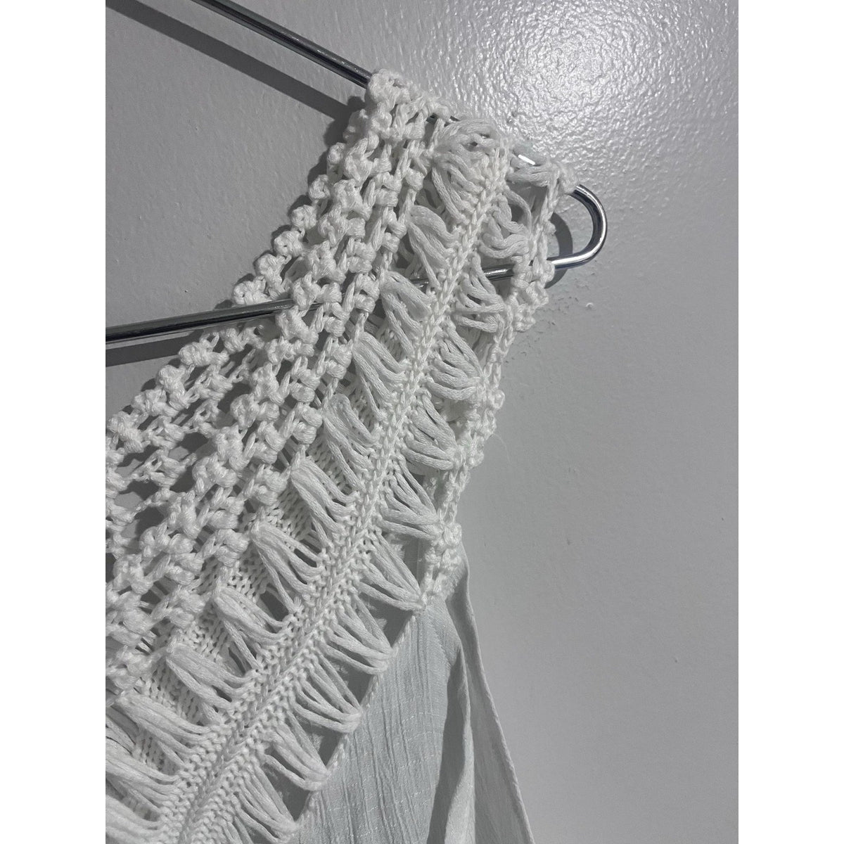 Cupshe Womens S White Tunic V-Neck Crochet Fringe Boho Summer Lightweight Casual