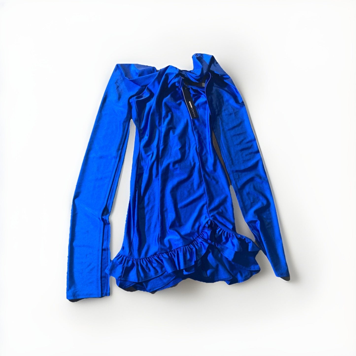 NWT Fashion Nova Cocktail Hour Ruffle Micro Mini Dress - Royal Blue Size Small