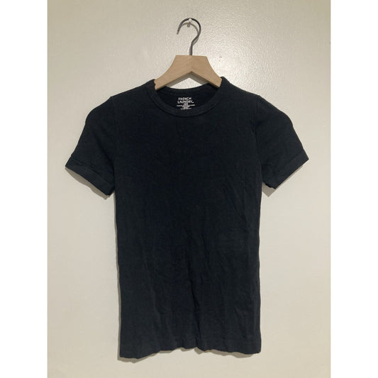 French Laundry Women Black Scoop Neck Top Size XS/S Solid T Shirt