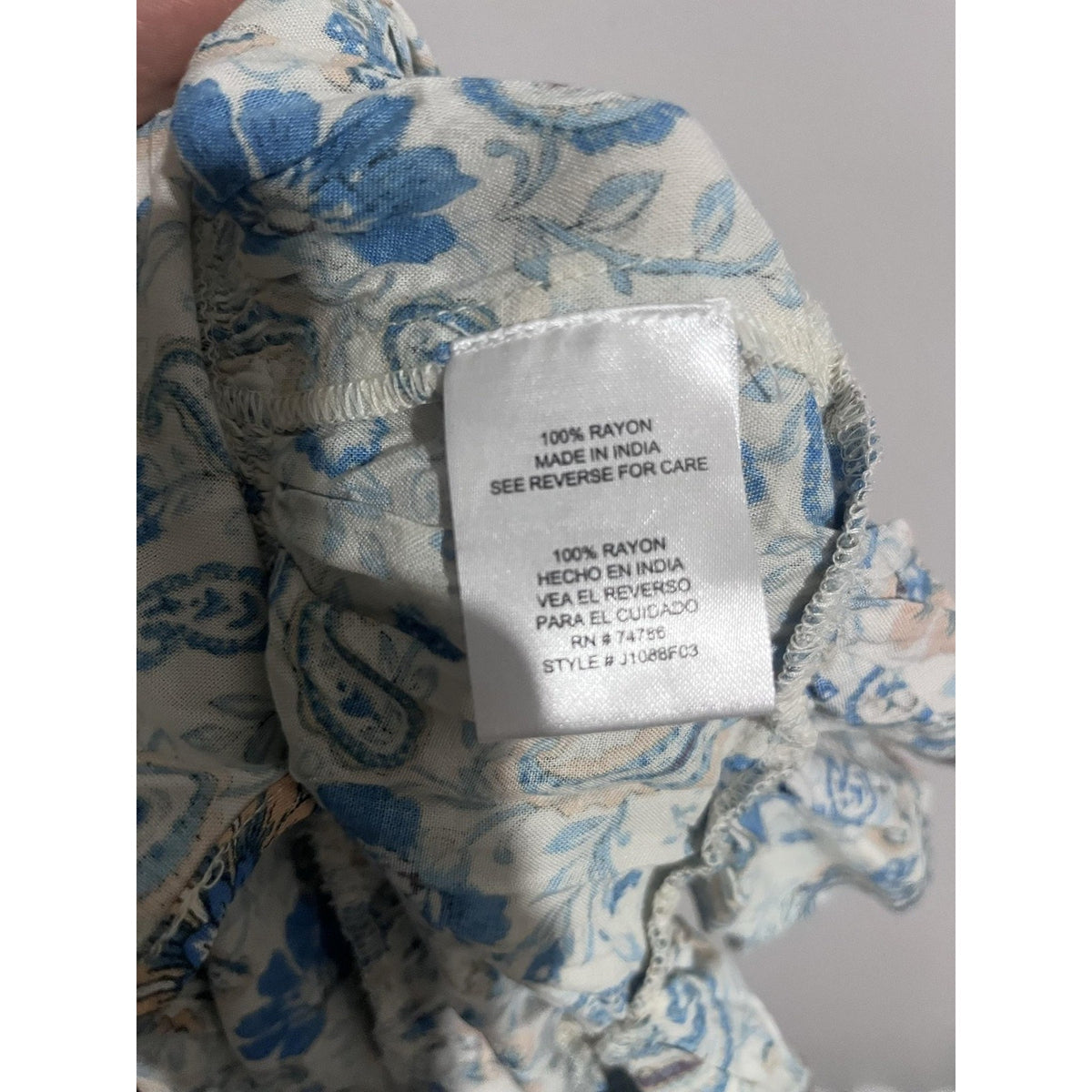 Patrons Of Peace Tank Womens S Blue Camisole Floral Ruffle Lightweight