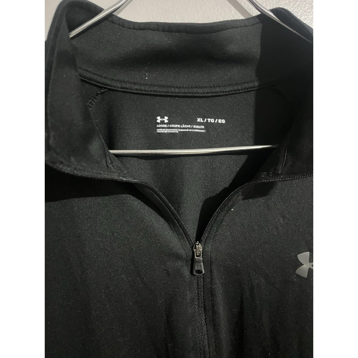 Under Armour Pullover Mens XL Black Mock Neck 1/4 Zip Fleece Lightweight Tagless