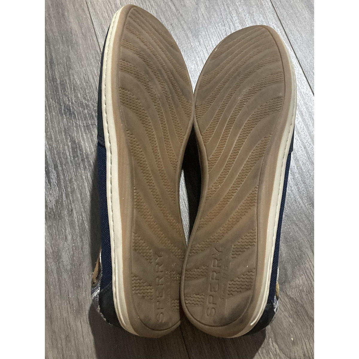 SPERRY Boat Shoe Womens 11M Blue Leather Canvas Comfort Non-Slip STS97218