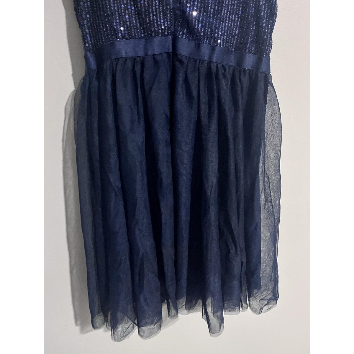Wedtrend Dress Womens L Blue Fit & Flare Knee Length Sequin Off Shoulder