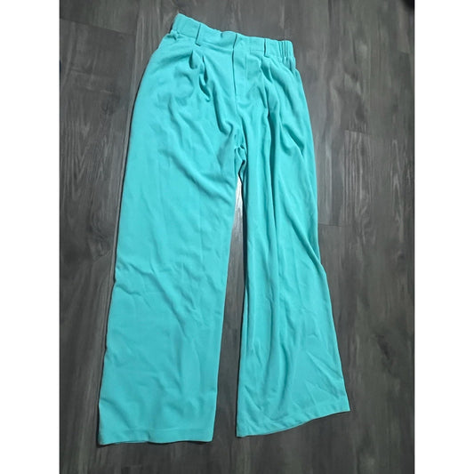 Halara Pants Womens S Green Khakis Wide-Leg Pull-On Elastic Waist Pockets
