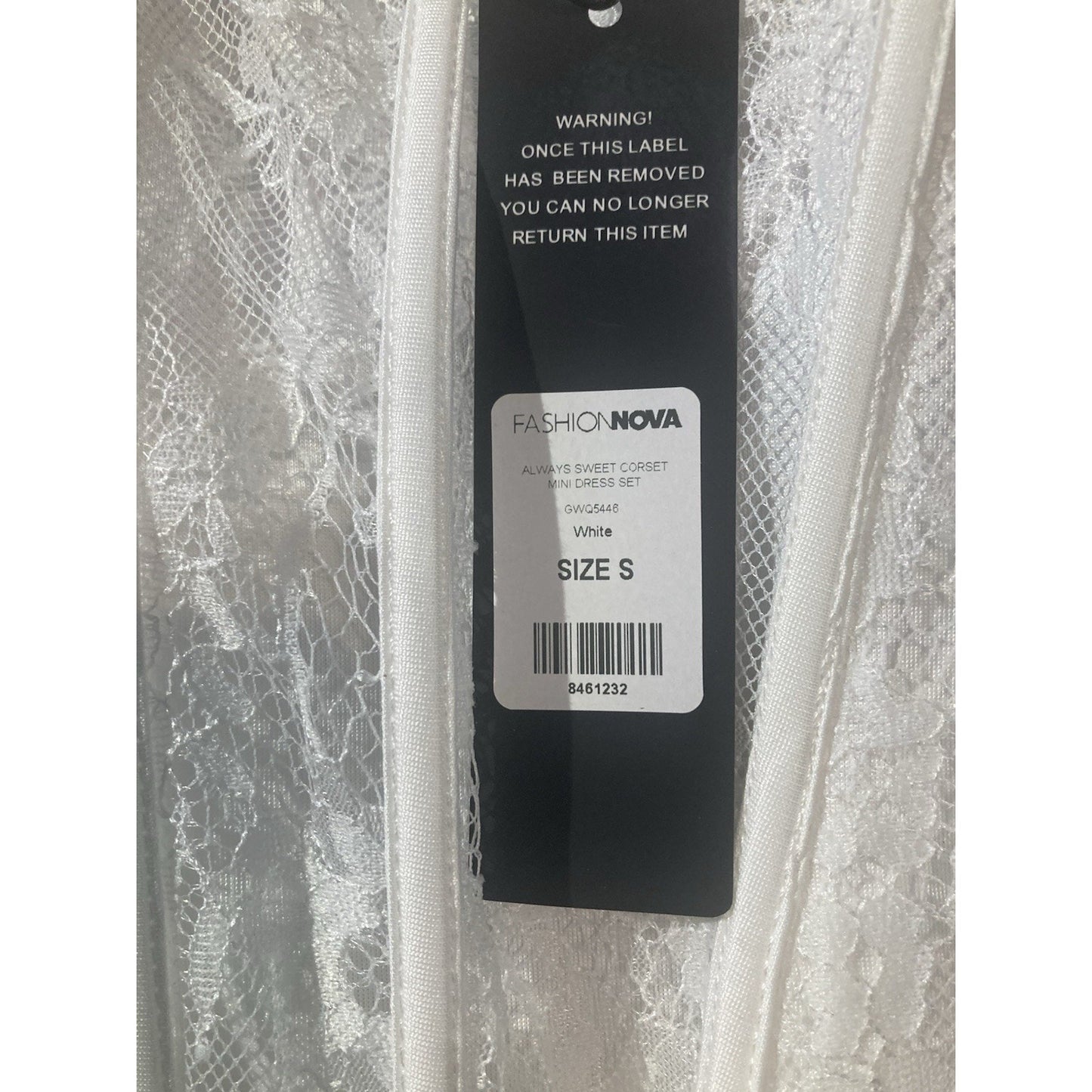 Fashion Nova White Bodycon Ruched Mini Dress Sz S Lace NWT