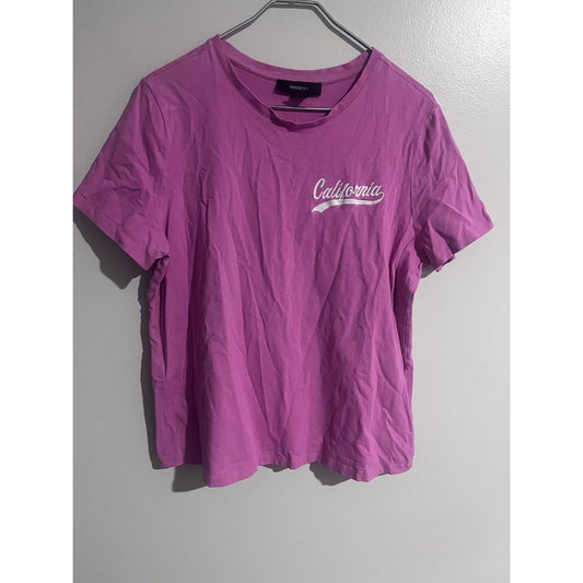 FOREVER 21 T-Shirt Womens 0X Pink Embroidered California Crew Neck Cotton