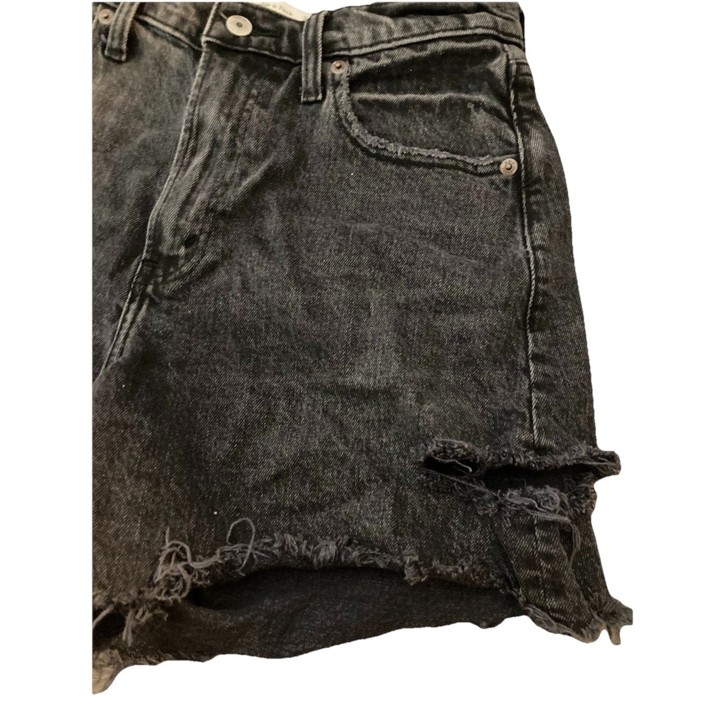 Abercrombie & Fitch The Dad Short High Rise Distressed Black Wash sz 27/4