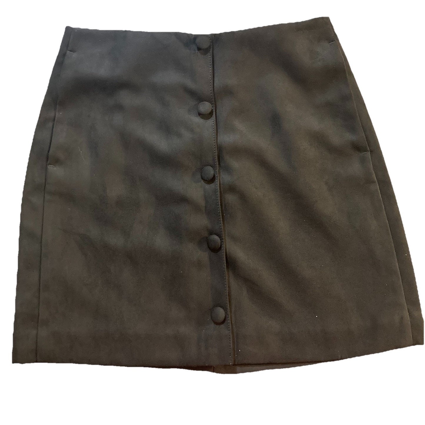 J.Crew Faux-Suede Button-Front A-Line Skirt WITH POCKETS
