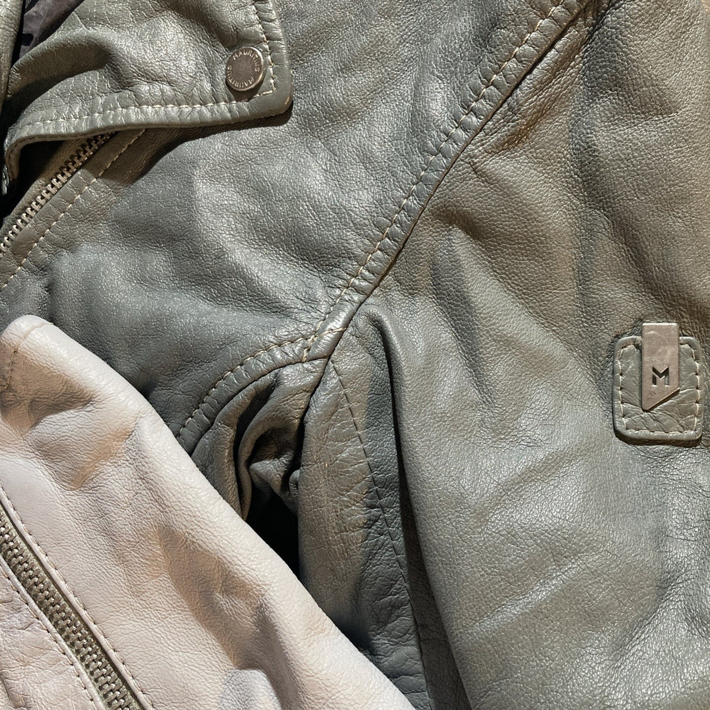MAURITIUS NWT Sofia Leather Moto Jacket Ombré Gray Women’s Small Size 6