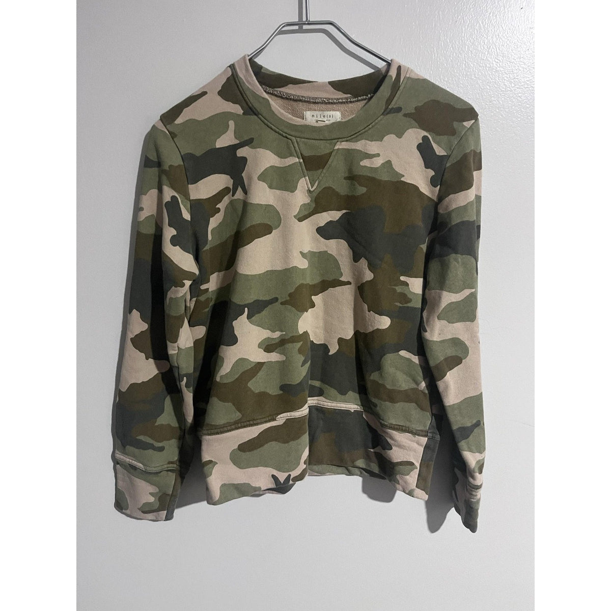 Mile(s) By Madewell Pullover Womens M Green Camouflage Terry Sweatshirt Pockets