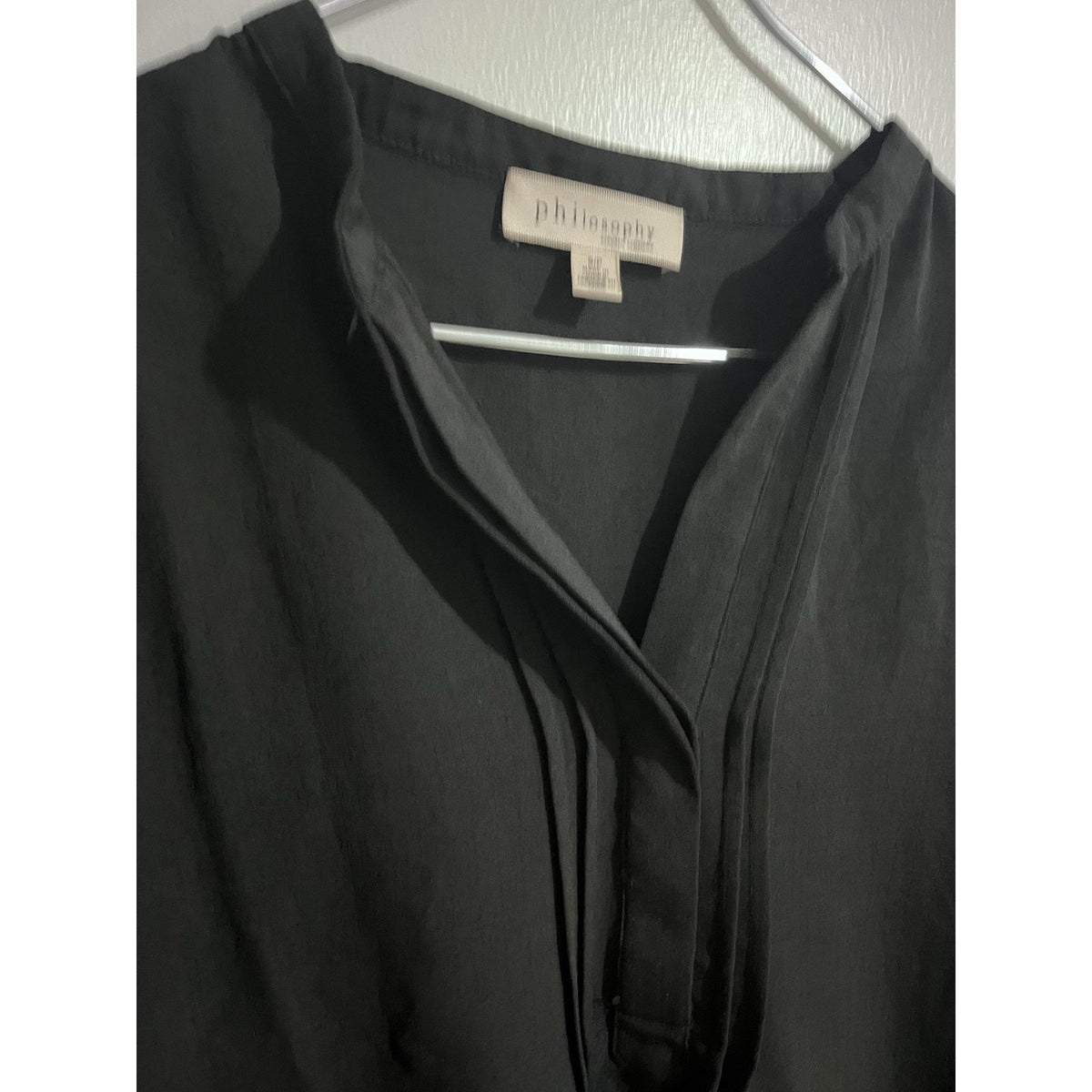 Philosophy Republic Clothing Blouse Womens S Black Chiffon Tunic Flutter Ruffle
