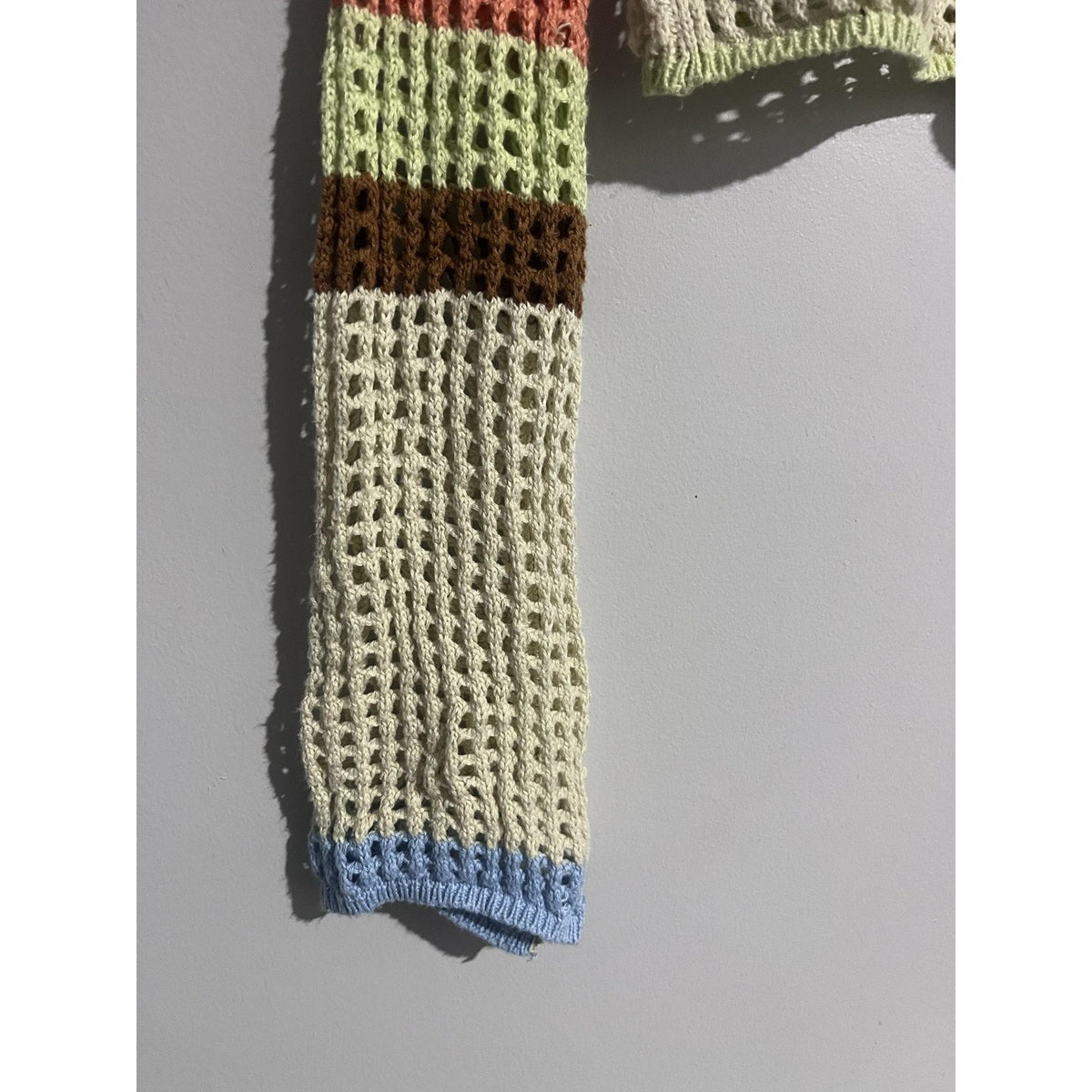Urban Outfitters Sweater Womens XS Multicolor Open-Knit Crochet Sheer Pullover