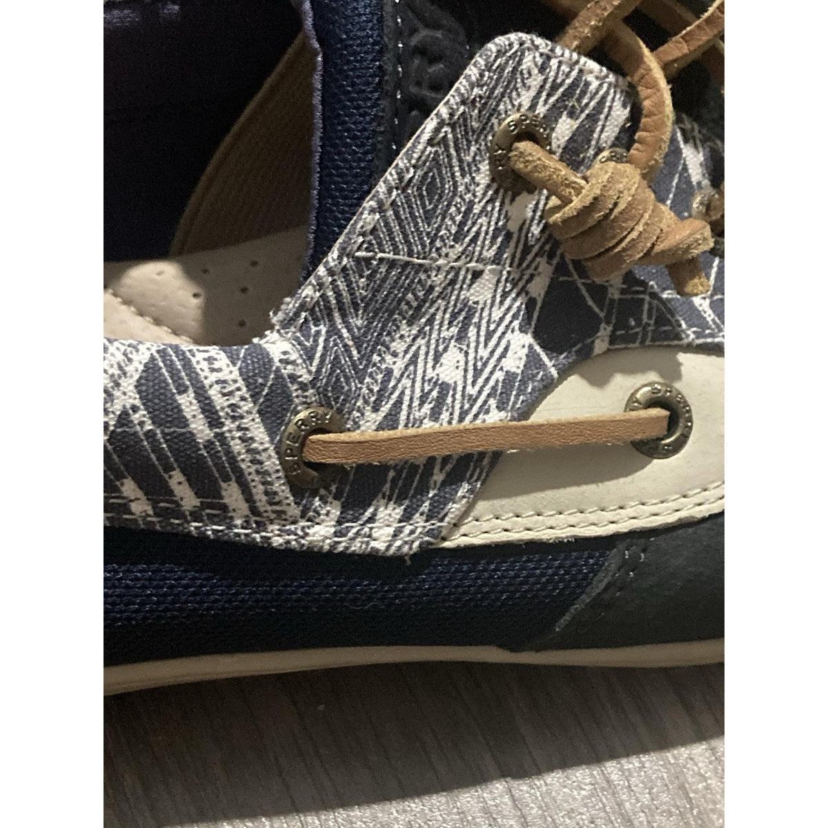 SPERRY Boat Shoe Womens 11M Blue Leather Canvas Comfort Non-Slip STS97218