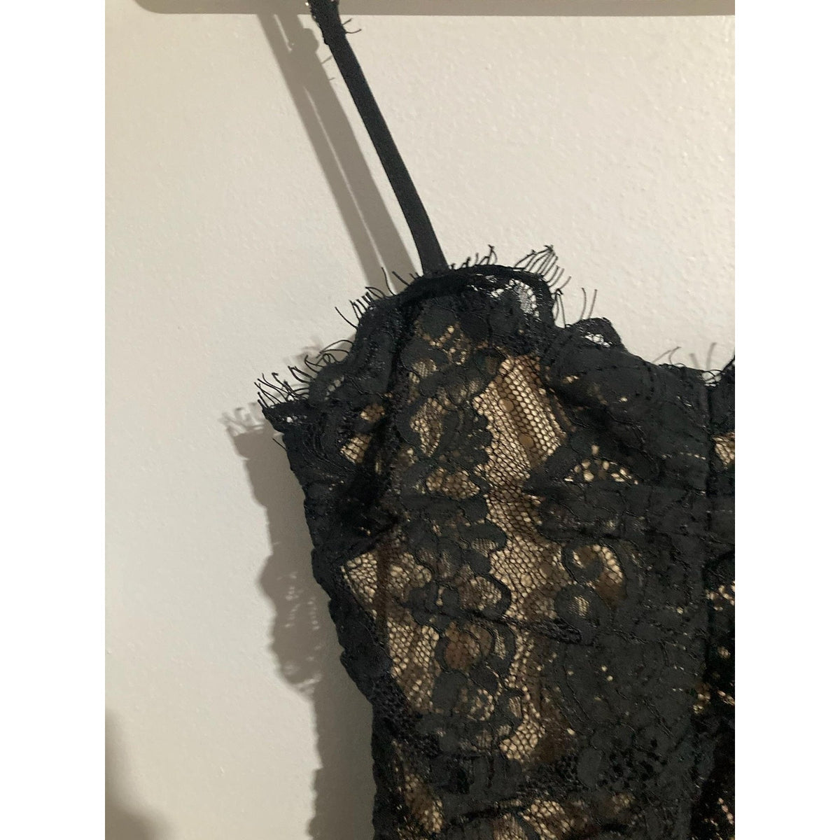 STORIA Dress Womens S Black Lace Sweetheart Ruched Slip Bodycon Party Cocktail