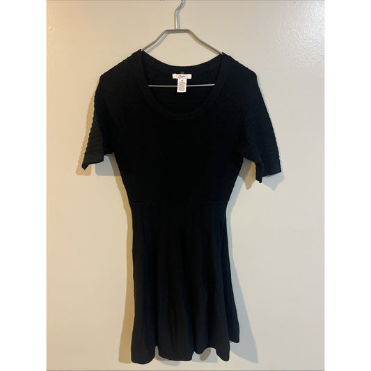 Candies Little Black Dress Woman Knit Textured Sweater Dress M Fit And Flare