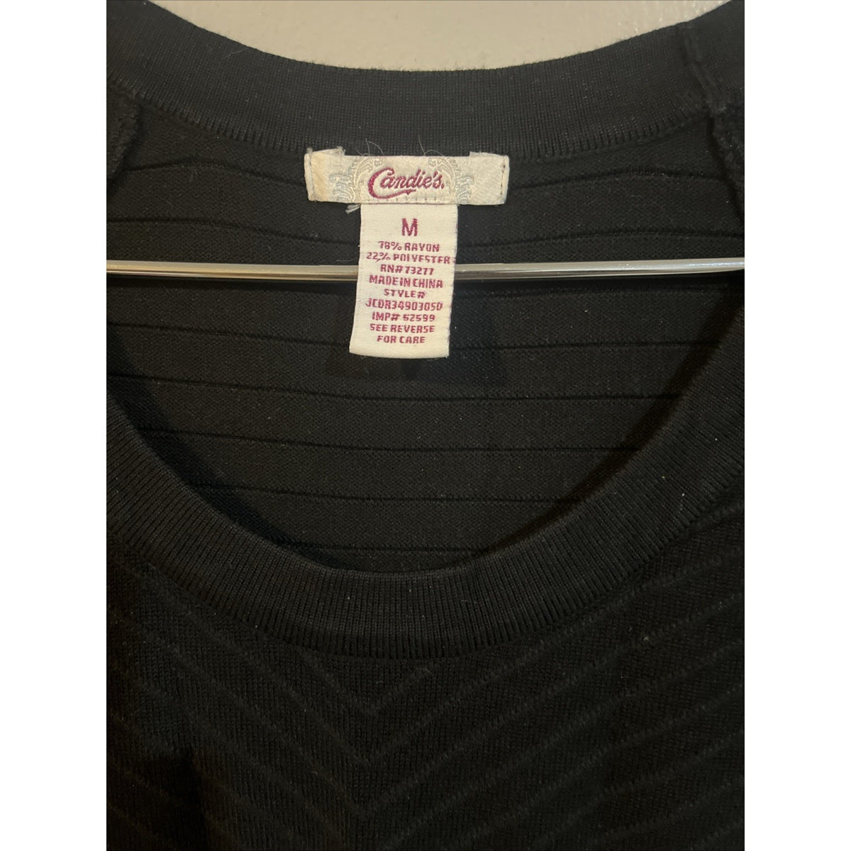 Candies Little Black Dress Woman Knit Textured Sweater Dress M Fit And Flare