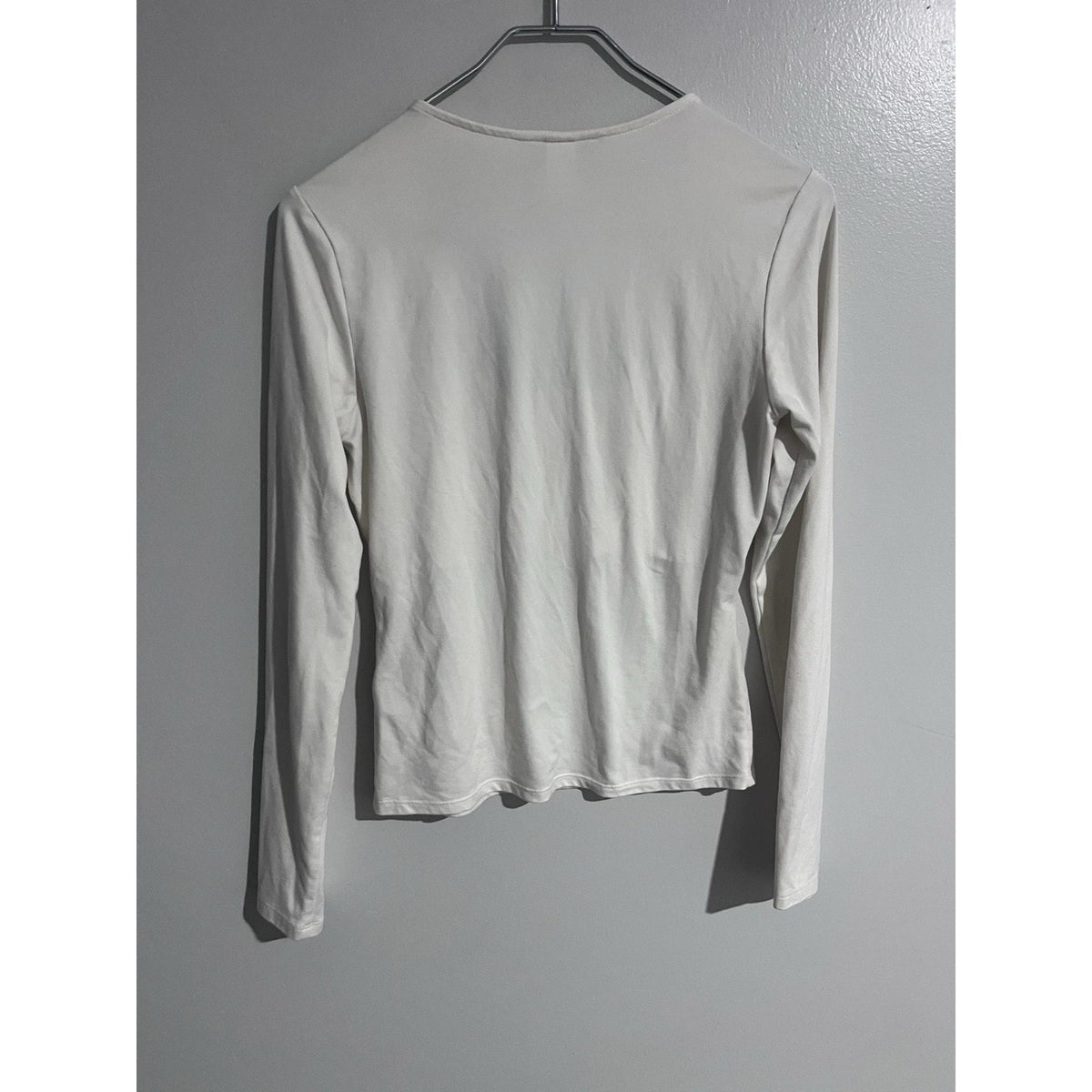 H&M T-Shirt Womens S White Square Neck Long Sleeve Slim Jersey Stretch