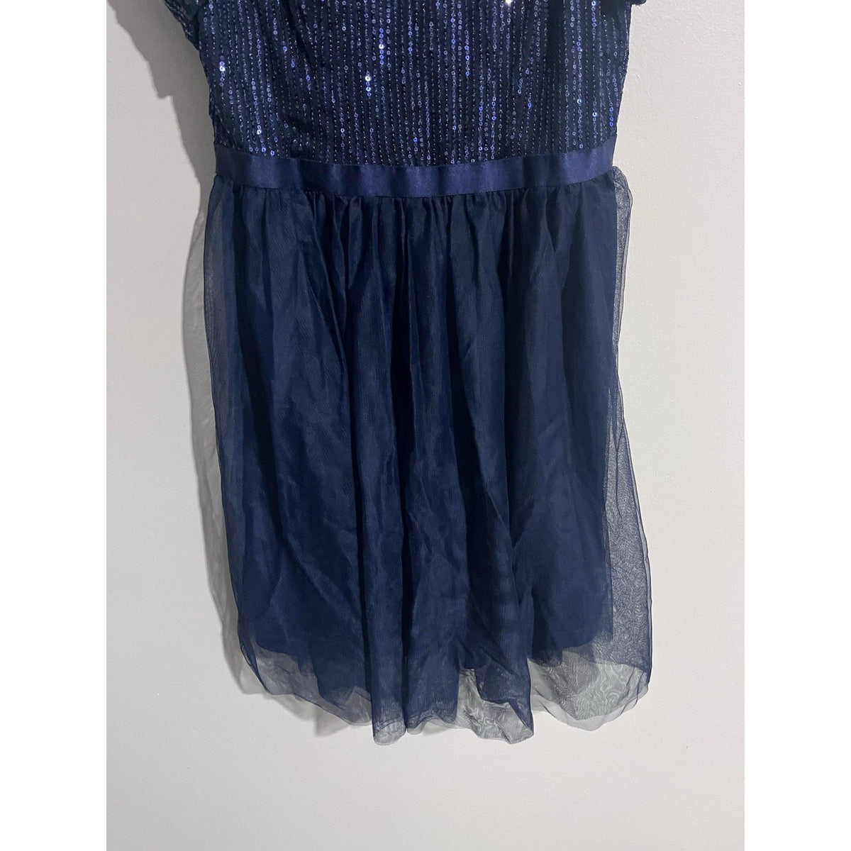Wedtrend Dress Womens L Blue Fit & Flare Knee Length Sequin Off Shoulder