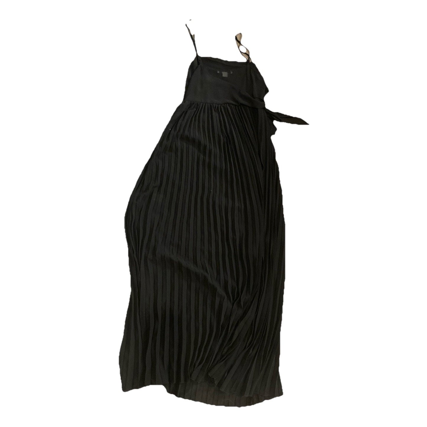 Favlux Maxi Dress Women's M Black Pleated Long Length Sleeveless A Line Wrap Tie