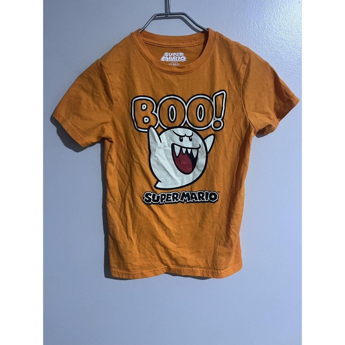 Super Mario Shirt M Orange Short Sleeve Graphic Crew Neck Tagless