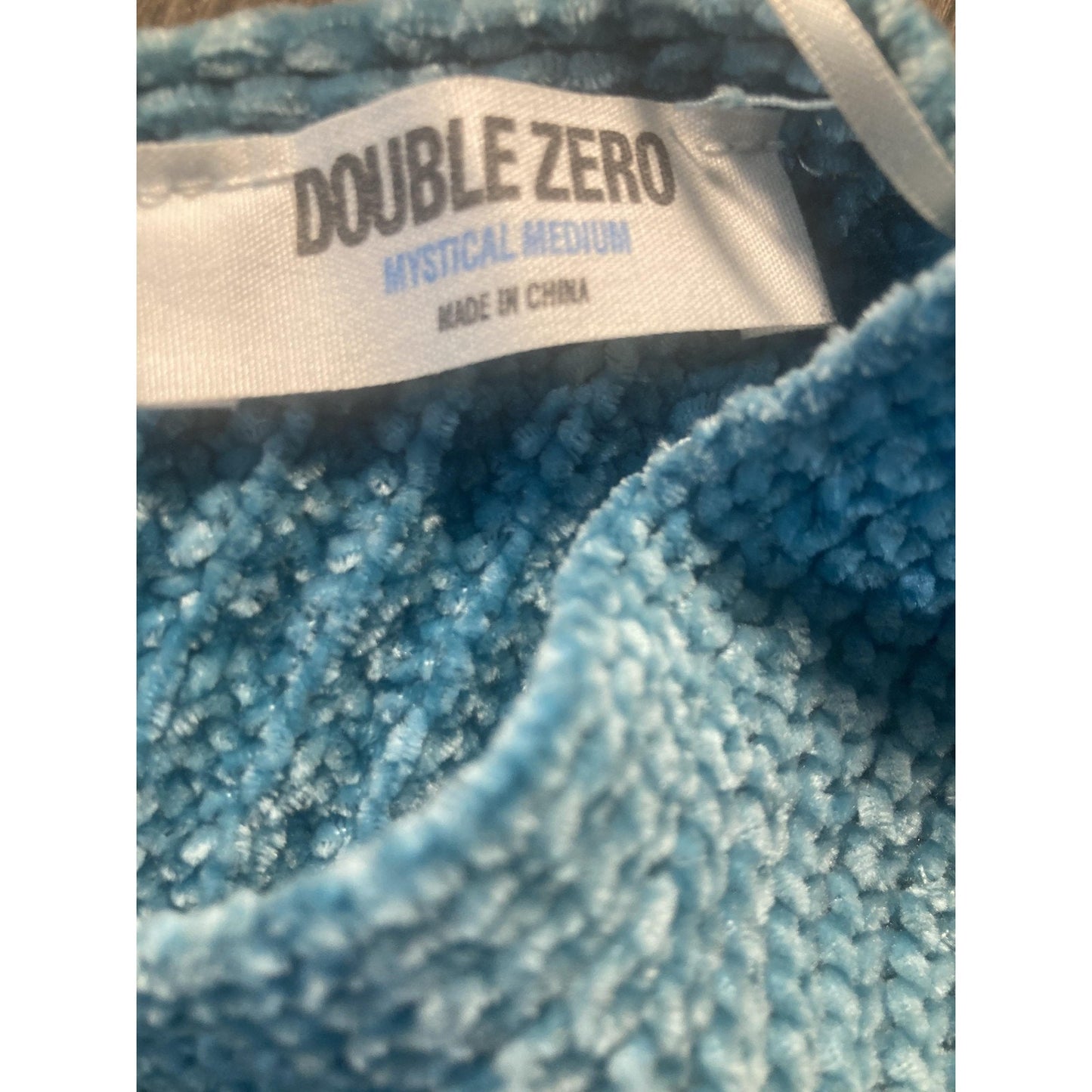 Double Zero Sweater Womens M Blue Chenille V Neck Dolman Sleeve Knit Pullover