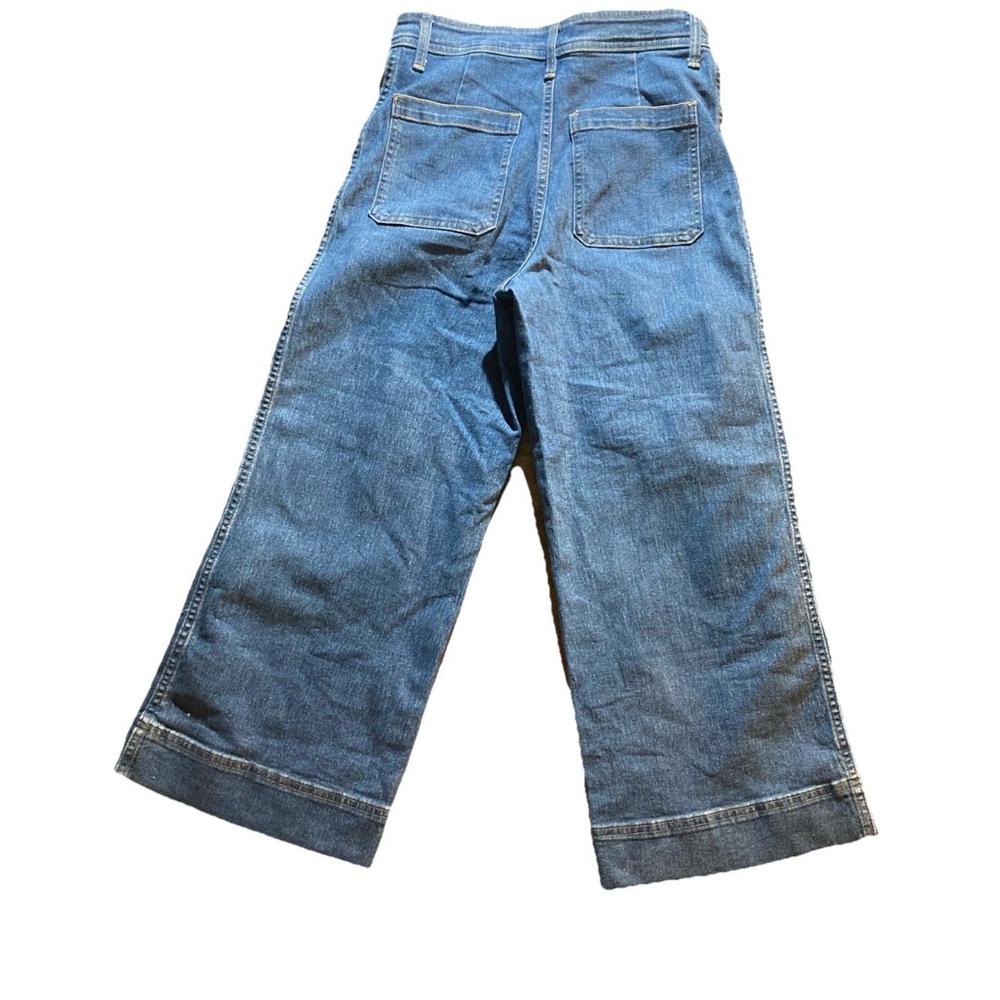H&M Women’s Wide Straight Leg Crop Jeans 6 Blue Casual Dressy Brunch Date